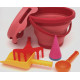 COMPACTOYS Pludmales spainis ar smilšu kastes rotaļlietām 7-in-1, sarkans