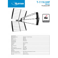 TV Antena eSTAR T-1116 UHF Triplex LTE melna