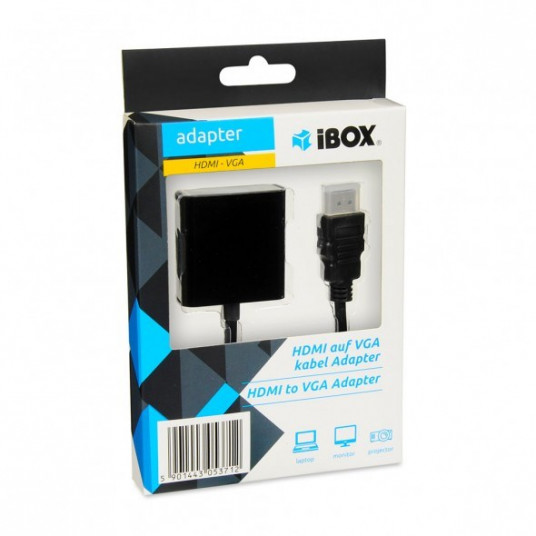 iBox IAHV01 video kabeļa adapteris HDMI A tipa (standarta) VGA (D-Sub) melns