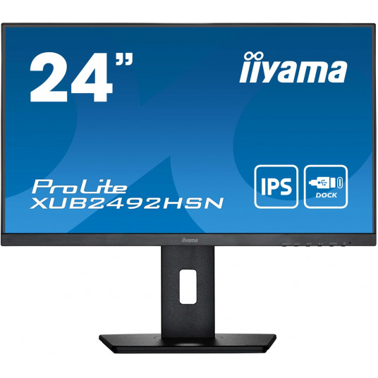 61 cm/24 collu (1920 x 1080) Iiyama ProLite XUB2492HSN-B5 16:9 4ms IPS HDMI DisplayPort USB-C VESA šarnīra skaļrunis FHD melns