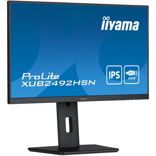 61 cm/24 collu (1920 x 1080) Iiyama ProLite XUB2492HSN-B5 16:9 4ms IPS HDMI DisplayPort USB-C VESA šarnīra skaļrunis FHD melns