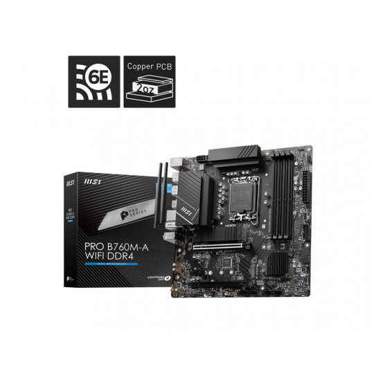 MSI PRO B760M-A WIFI DDR4 mātesplate LGA 1700 micro ATX