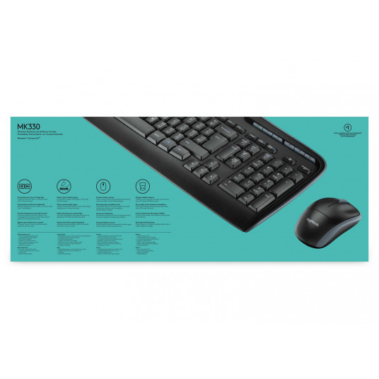 Logitech Wireless Combo MK330 tastatūras pele USB QWERTY ASV starptautiskā versija melna