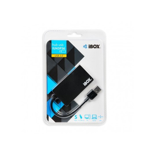 iBox IUH3F56 interfeisa centrmezgls USB 3.2 Gen 1 (3.1 Gen 1) Type-A 5000 Mbit/s Black