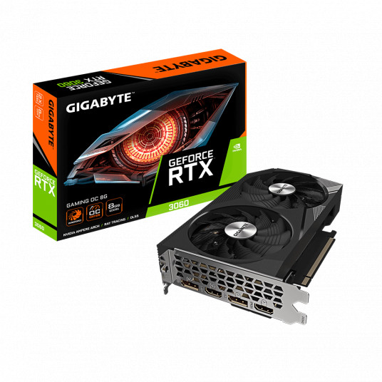 Gigabyte GV-N3060GAMING OC-8GD 2.0 NVIDIA, 8 GB, GeForce RTX 3060, GDDR6, PCI-E 4.0, HDMI portu skaits 2, Atmiņas takts frekvence 15000 MHz