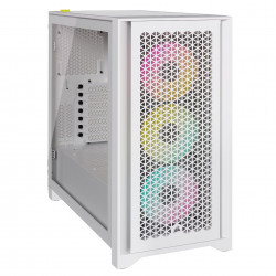 Corsair rūdīta stikla datora korpuss iCUE 4000D RGB AIRFLOW sānu logs, balts, torņa vidus, barošanas avots iekļauts Nē