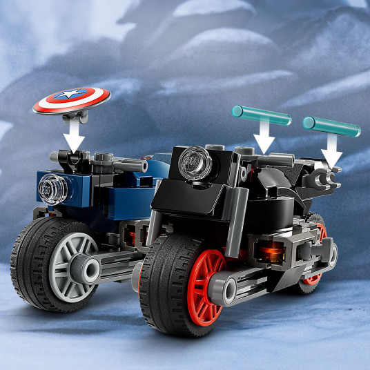 LEGO® 76260 SUPERVAROŅI Melnās atraitnes un Kapteiņa Amerikas motocikli