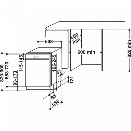 Iebūvējamā trauku mazgājamā mašīna  Whirlpool WBC 3C34 PF X