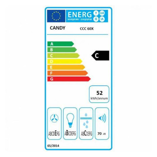 Tvaika nosūcējs Candy CCC 60X/1 ir piestiprināts pie sienas