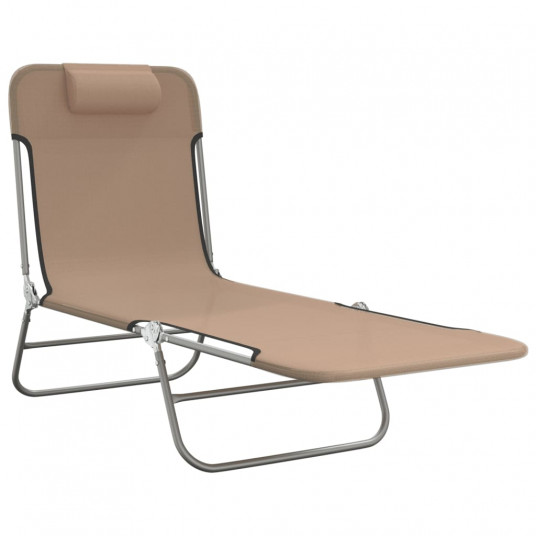 Saliekamie sauļošanās krēsli, 2 gab., taupe, tekstila un tērauda