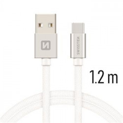 Swissten Textile Universal Quick Charge 3.1 USB-C Data and Charging Cable 1.2m Silver