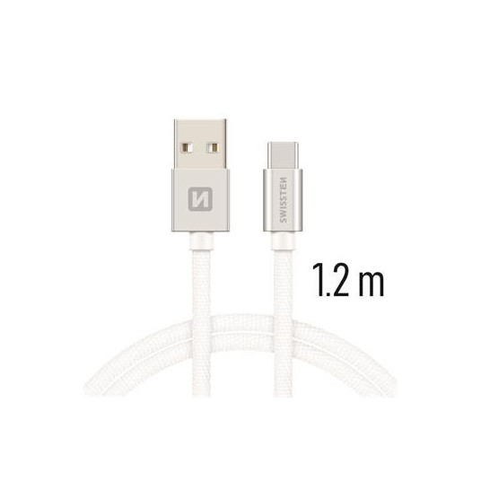 Swissten Textile Universal Quick Charge 3.1 USB-C Data and Charging Cable 1.2m Silver