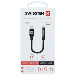 Swissten USB-C to Jack 3.5mm Audio Adapter for phones 15 cm Black