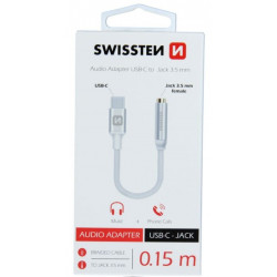 Swissten USB-C to Jack 3.5mm Audio Adapter for phones 15 cm Silver