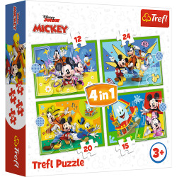 TREFL MICKEY MOUSE Pužļu komplekts 4 in1, 12+15+20+24 gab.