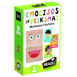 HEADU "Montessori" kartītes "Emocijas un darbības", lietuviešu valodā.