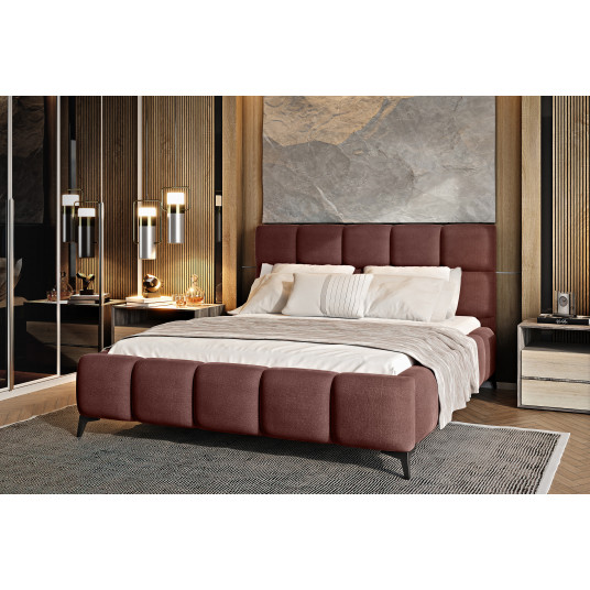 Gulta ar gultas veļas kasti Mist Lukso 24, 140x200, rozā krāsā
