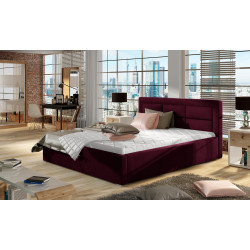 Gulta ar gultas kasti Rosano Mat Velvet 68, 180x200, violeta krāsa