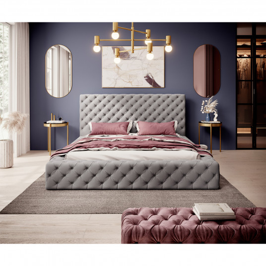 Gulta ar gultas kasti Princce Softis 29, 140x200, pelēka krāsa