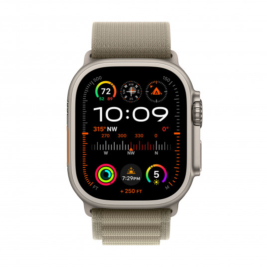 Viedpulkstenis Apple Watch Ultra 2 GPS + Cellular, 49mm Titanium Case with Olive Alpine Loop - Large MRF03UL/A