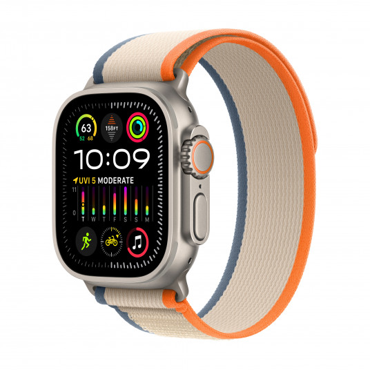 Viedpulkstenis Apple Watch Ultra 2 GPS + Cellular, 49mm Titanium Case with Orange/Beige Trail Loop - S/M MRF13UL/A