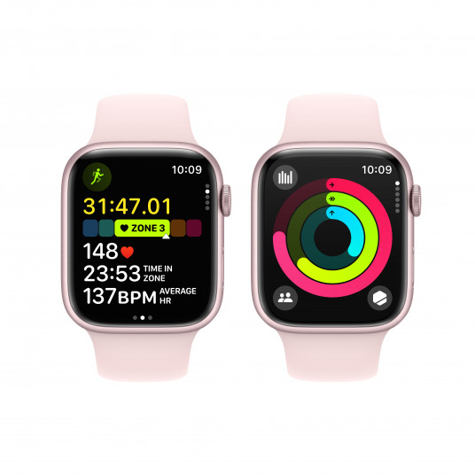 Viedpulkstenis Apple Watch Series 9 GPS 45mm Pink Aluminium Case with Light Pink Sport Band - M/L MR9H3ET/A