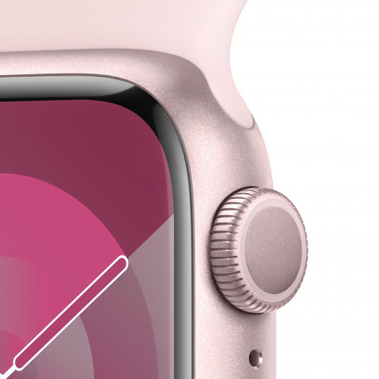 Viedpulkstenis Apple Watch Series 9 GPS 41mm Pink Aluminium Case with Light Pink Sport Band - S/M MR933ET/A