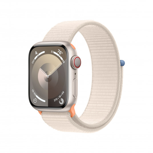 Viedpulkstenis Apple Watch Series 9 GPS + Cellular 41mm Starlight Aluminium Case with Starlight Sport Loop MRHQ3ET/A