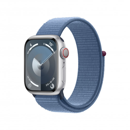 Viedpulkstenis Apple Watch Series 9 GPS + Cellular 41mm Silver Aluminium Case with Winter Blue Sport Loop MRHX3ET/A