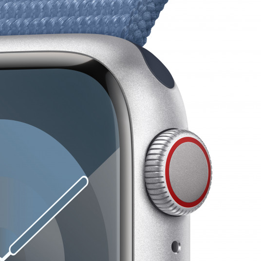 Viedpulkstenis Apple Watch Series 9 GPS + Cellular 41mm Silver Aluminium Case with Winter Blue Sport Loop MRHX3ET/A