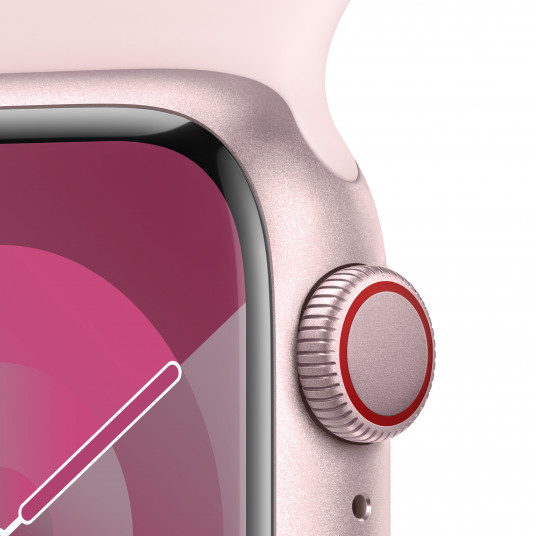 Viedpulkstenis Apple Watch Series 9 GPS + Cellular 41mm Pink Aluminium Case with Light Pink Sport Band - M/L MRJ03ET/A