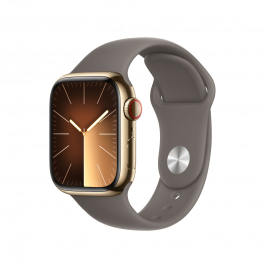 Viedpulkstenis Apple Watch Series 9 GPS + Cellular 41mm Gold Stainless Steel Case with Clay Sport Band - S/M MRJ53ET/A