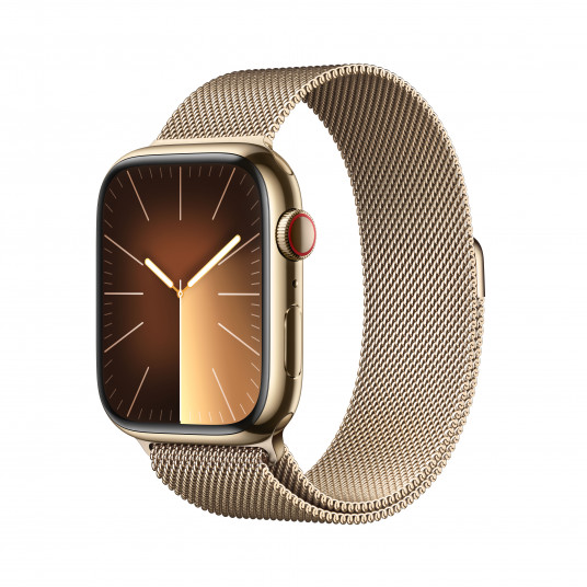 Viedpulkstenis Apple Watch Series 9 GPS + Cellular 45mm Gold Stainless Steel Case with Gold Milanese Loop MRMU3ET/A