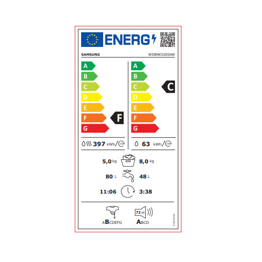 Veļas mašīna - Žāvētājs Samsung WD8NK52E0AW/LE