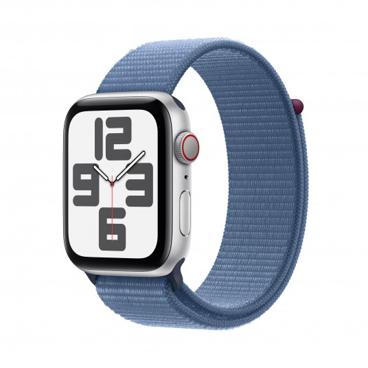 Viedpulkstenis Apple Watch SE GPS + Cellular 44mm Silver Aluminium Case with Winter Blue Sport Loop MRHM3ET/A