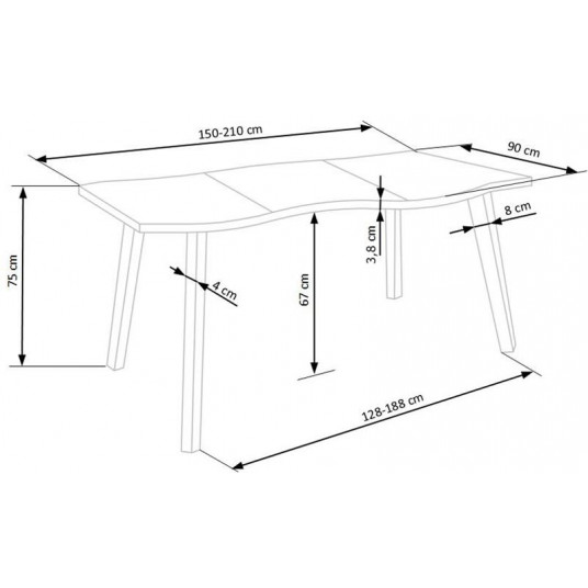Pagarināms galds DICKSON 150-210cm