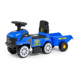Stūmējs traktors ar piekabi, zils
