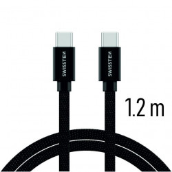 Swissten Textile Universal Quick Charge 3.1 USB-C to USB-C Data and Charging Cable 1.2m Black