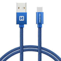 Swissten Textile Universal Quick Charge 3.1 USB-C Data and Charging Cable 2m Blue