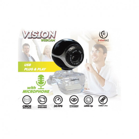 Rebeltec Vision Webcam with Microphone Black