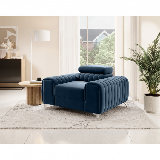 Atzveltnes krēsls Laurence, zils, audums Lux 40