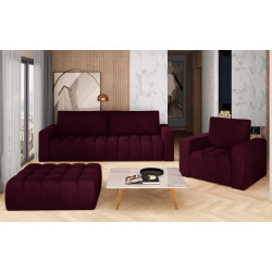 Mēbeļu komplekts Dīvāns, atzveltnes krēsls un pufs Lazaro 3+1+Pufs violets