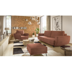 Dīvāna, atzveltnes krēsla un pufa komplekts Megis 3+1+pufs rozā