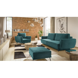 Dīvāna, atzveltnes krēsla un pufa komplekts Megis 3+1+pufs zils
