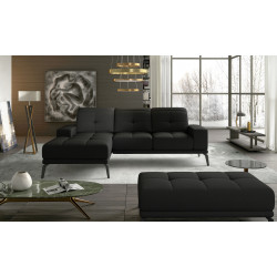 Komplekts stūra dīvāns un pufas Torrense melns