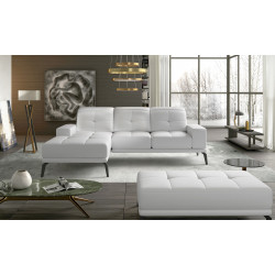 Stūra dīvāna komplekts un pufs Torrense balts