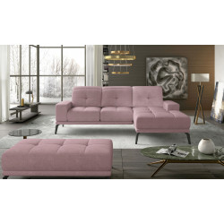 Komplekts stūra dīvāns un pufs Torrense rozā