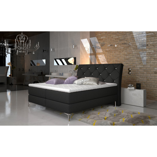 Kontinentālā gulta ar gultas kasti Adel 140X200, melna, audums Sawana 14