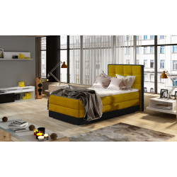 Kontinentālā gulta ar gultas kasti labajā pusē Aster 90x200, dzeltena, audums Omega 68, Soft 11