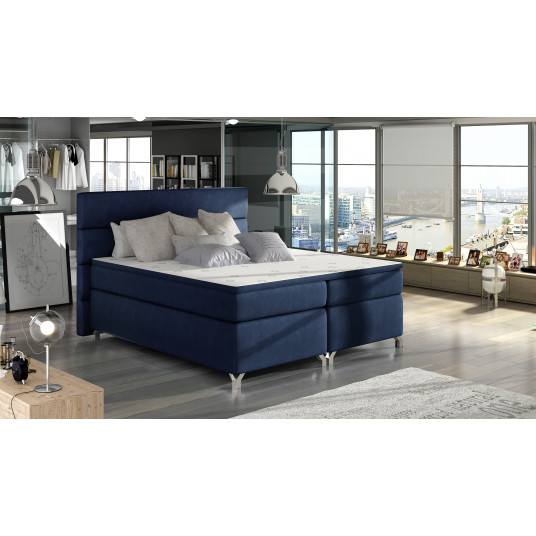 Kontinentālā gulta ar gultas kasti Amadeo 140X200, zila, audums Ontario 81